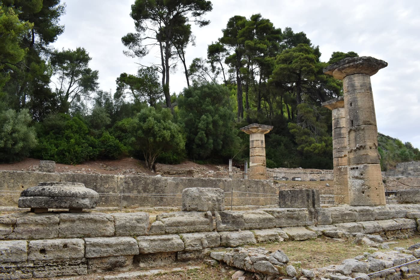The standing Doric columns of the Temple of Hera at Olympia