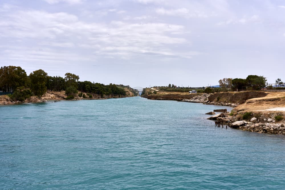 The Corinth Canal, passed on the drive from Athens to Olympia