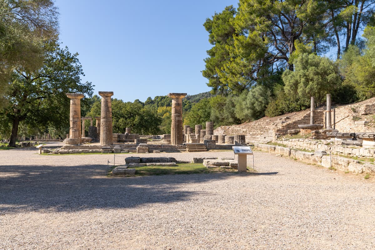 The Temple of Hera and the area in front of it where the Olympic flame is lit
