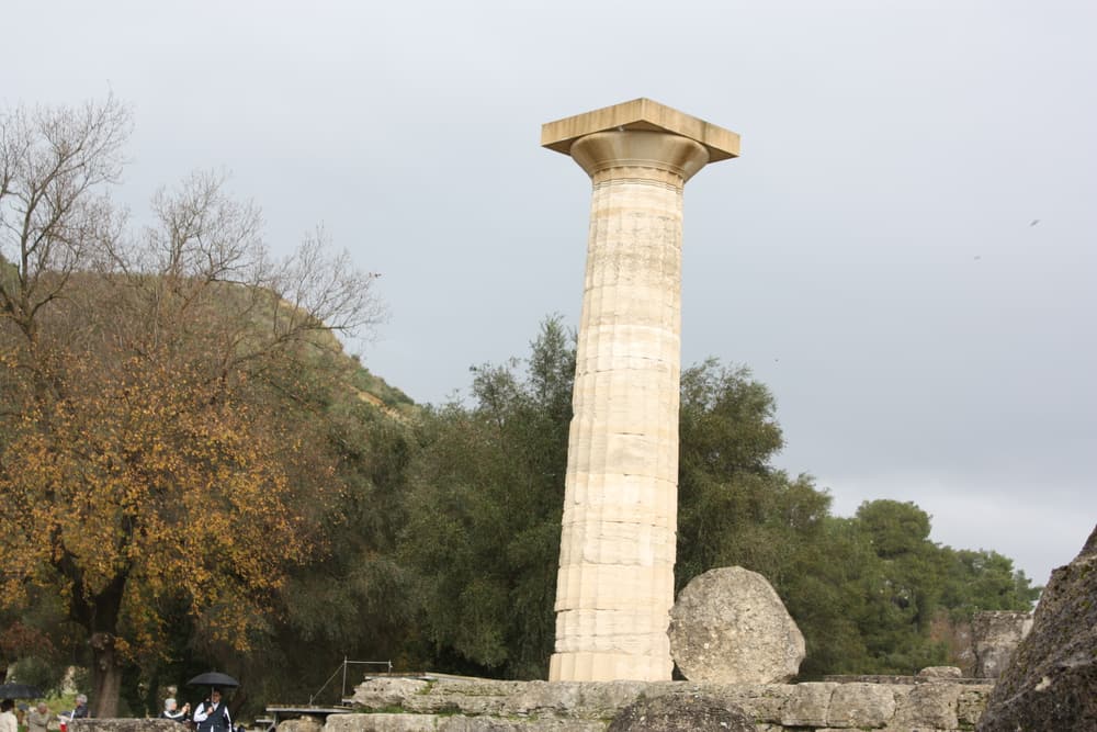 The single re-erected column of the Temple of Zeus at Olympia