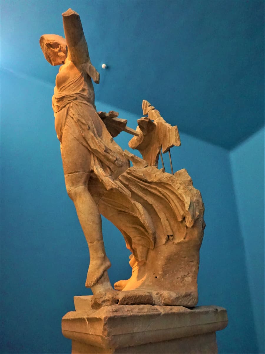 The marble Nike of Paionios in the Archaeological Museum of Olympia